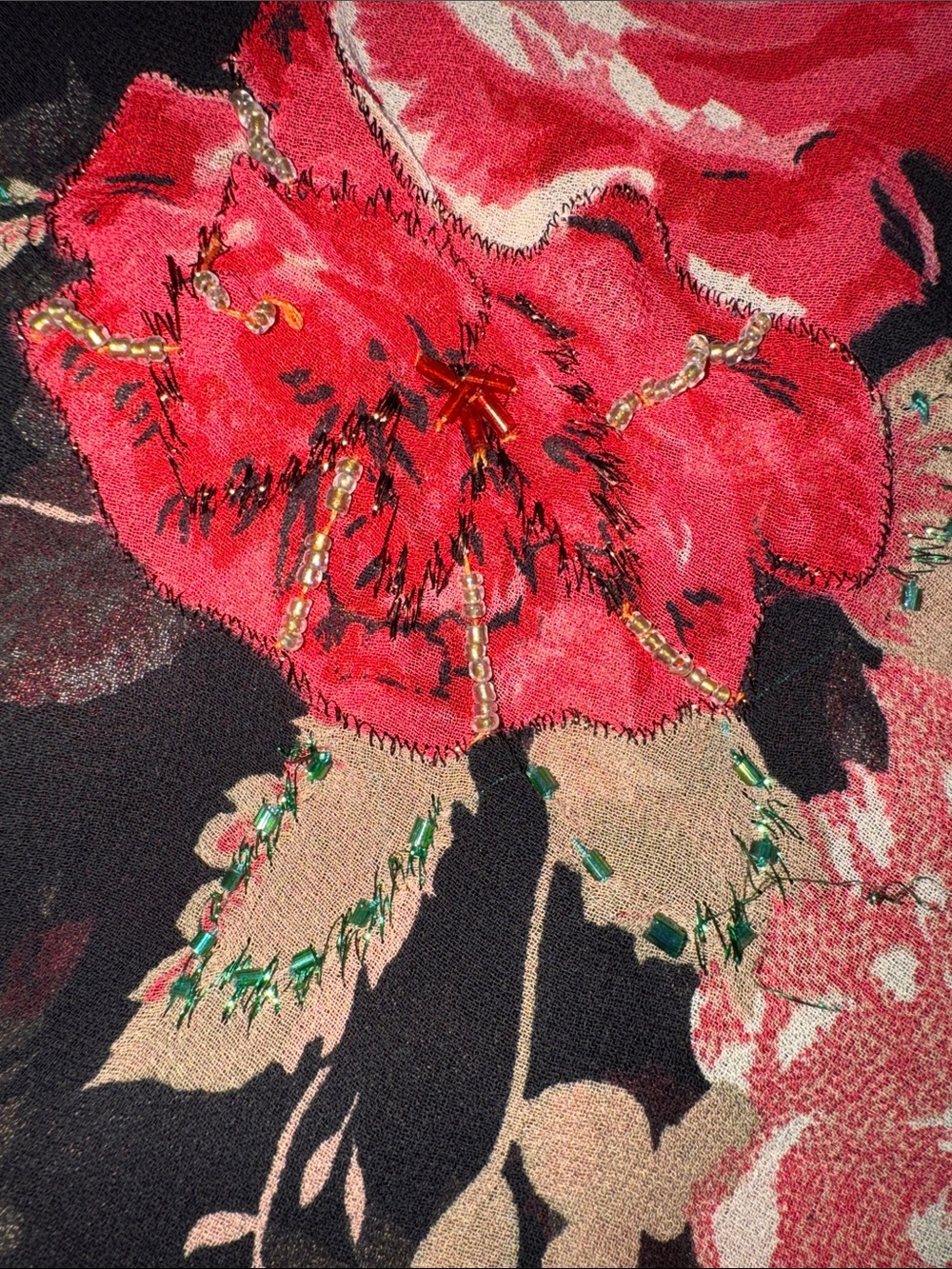 Vintage connected apparel Black Midi Dress with Pink Floral Print💕 - Picture 6 of 8